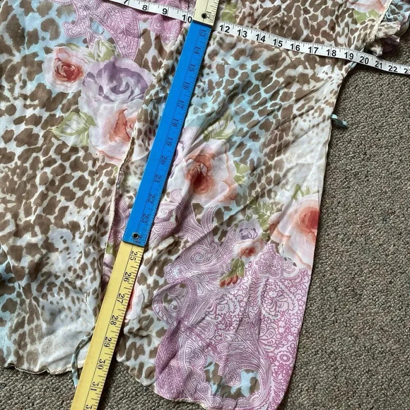 In Bloom by Jonquil Silky Robe Sz S Floral Print Ruffle Sleeve Fairy Cottagecore - Picture 2 of 9